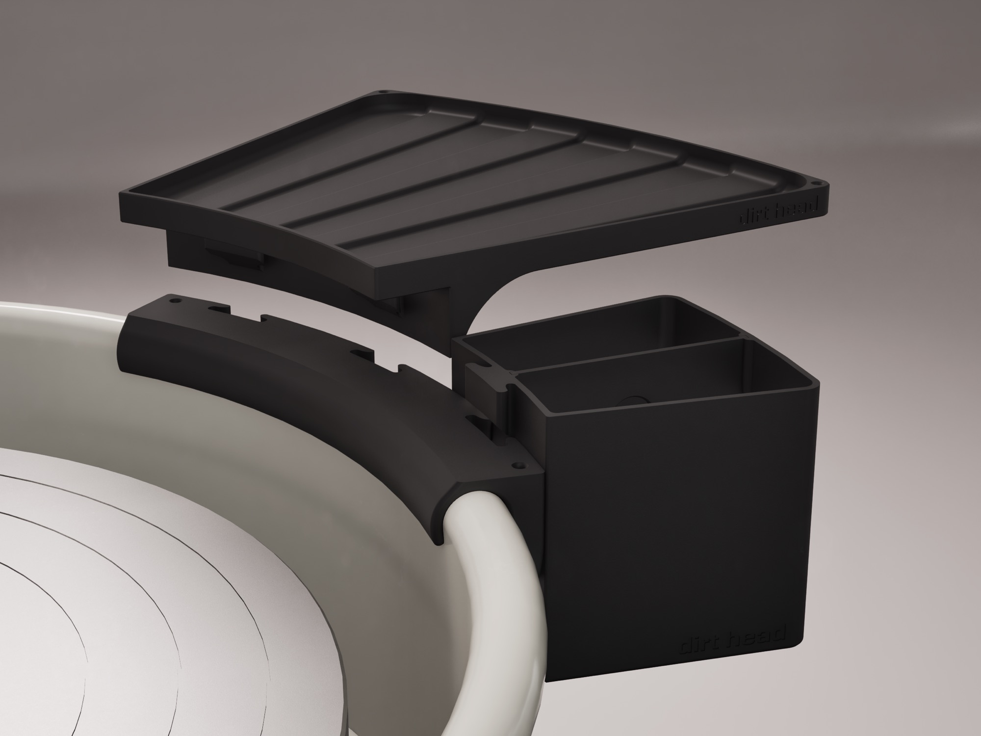 A Dirthead tray and box stacked together on one hook.